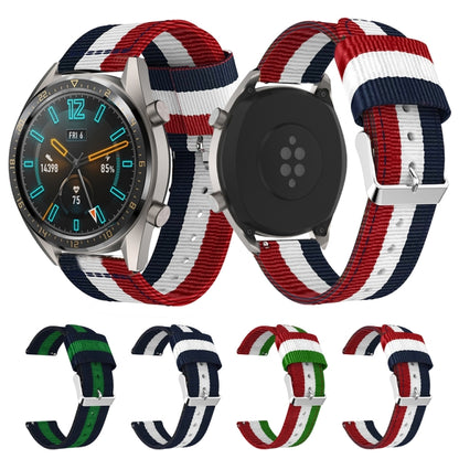 22mm For Huawei Watch GT2e GT2 46mm Nylon single ring strap(Navy White) by buy2fix