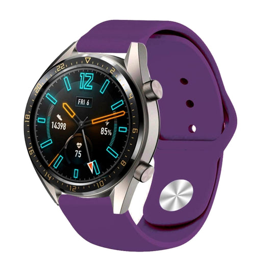 22mm For Huawei Watch GT2e GT2 46mm Monochrome Silicone Reverse Buckle Strap(Purple) by buy2fix