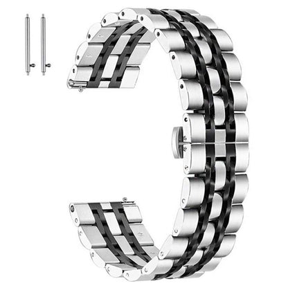 22mm For Huawei Watch GT2e GT2 46mm Seven Stainless Steel Watch Band(Silver black) - Watch Bands by buy2fix | Online Shopping UK | buy2fix