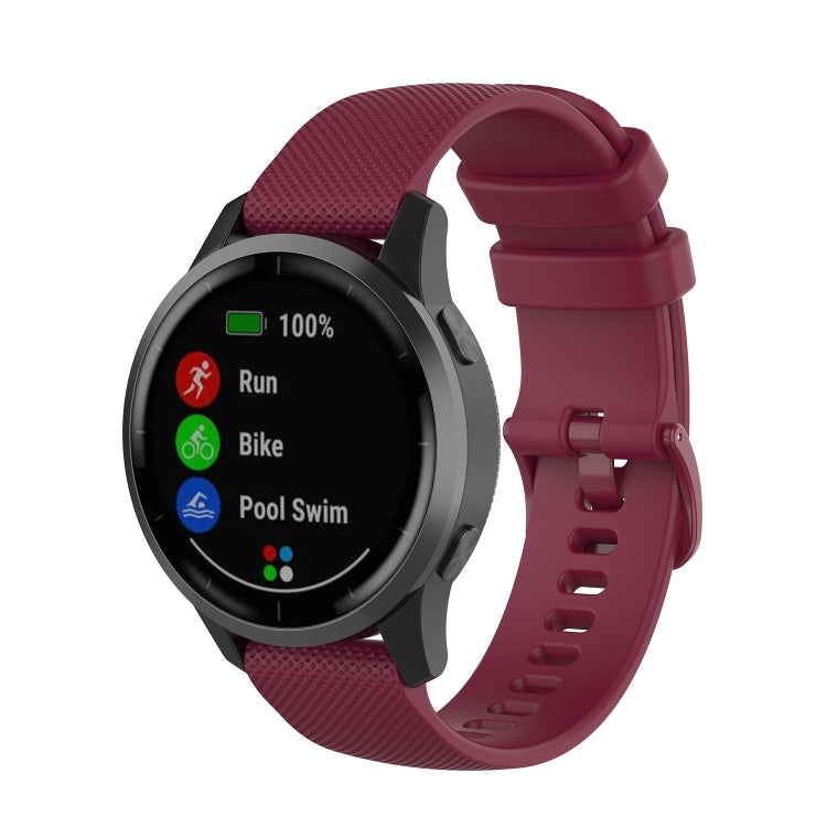 For Garmin Vivoactive 4 22mm Silicone Watch Band(Wine Red) - Watch Bands by buy2fix | Online Shopping UK | buy2fix