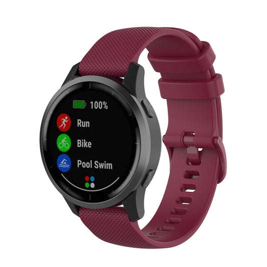 For Garmin Vivoactive 4 22mm Silicone Watch Band(Wine Red) - Watch Bands by buy2fix | Online Shopping UK | buy2fix