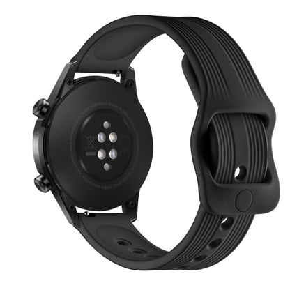 20mm For Huawei Watch GT2 42mm / Galaxy Watch Active 2 / Huami GTS/GTR 42MM Silicone Watch Band with Japanese Buckle(Black) by buy2fix