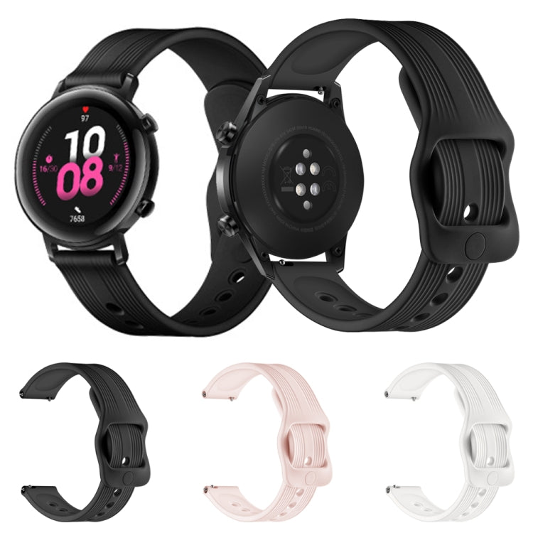 20mm For Huawei Watch GT2 42mm / Galaxy Watch Active 2 / Huami GTS/GTR 42MM Silicone Watch Band with Japanese Buckle(Black) by buy2fix