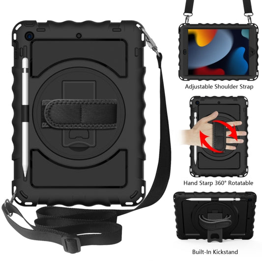 For iPad 10.2 360 Degree Rotating Case with Pencil Holder, Kickstand Shockproof Heavy Duty with Shoulder Strap,Hand Strap(Black) - iPad 10.2 Cases by buy2fix | Online Shopping UK | buy2fix