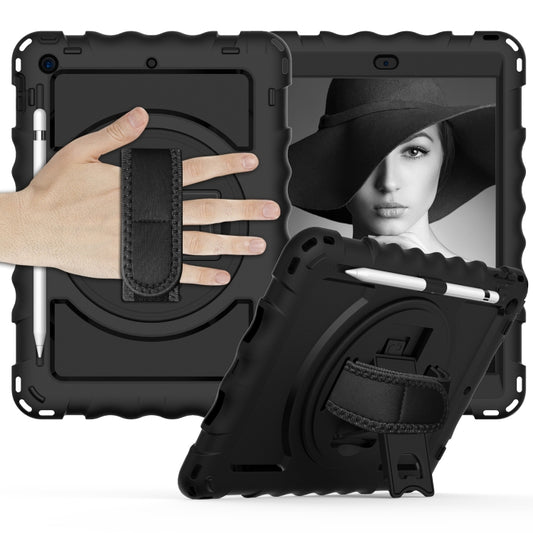 For iPad 10.2 360 Degree Rotating Case with Pencil Holder, Kickstand Shockproof Heavy Duty with Shoulder Strap,Hand Strap(Black) - iPad 10.2 Cases by buy2fix | Online Shopping UK | buy2fix