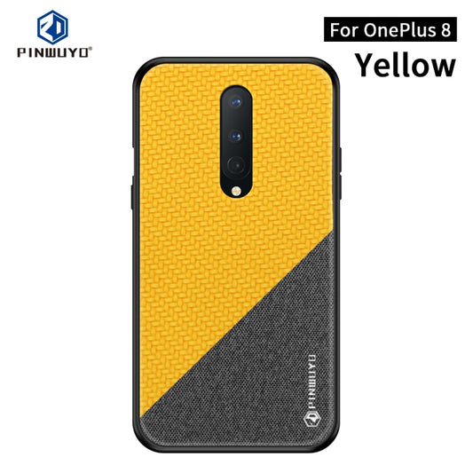For Oneplus 8 PINWUYO Rong Series  Shockproof PC + TPU+ Chemical Fiber Cloth Protective Cover(Yellow) - OnePlus Cases by PINWUYO | Online Shopping UK | buy2fix