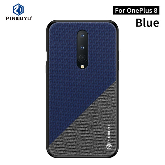 For Oneplus 8 PINWUYO Rong Series  Shockproof PC + TPU+ Chemical Fiber Cloth Protective Cover(Blue) - OnePlus Cases by PINWUYO | Online Shopping UK | buy2fix