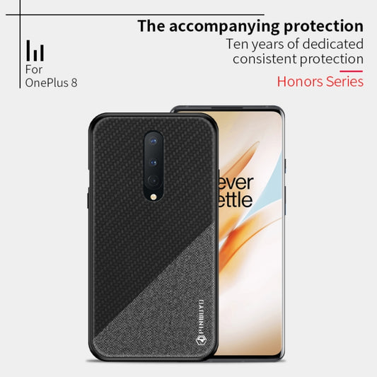 For Oneplus 8 PINWUYO Rong Series  Shockproof PC + TPU+ Chemical Fiber Cloth Protective Cover(Blue) - OnePlus Cases by PINWUYO | Online Shopping UK | buy2fix