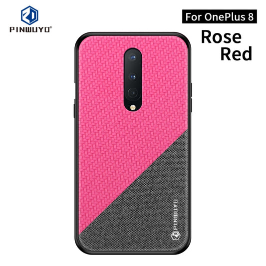 For Oneplus 8 PINWUYO Rong Series  Shockproof PC + TPU+ Chemical Fiber Cloth Protective Cover(Red) - OnePlus Cases by PINWUYO | Online Shopping UK | buy2fix