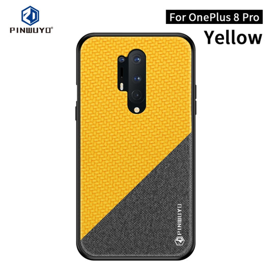 For Oneplus 8 Pro PINWUYO Rong Series  Shockproof PC + TPU+ Chemical Fiber Cloth Protective Cover(Yellow) - OnePlus Cases by PINWUYO | Online Shopping UK | buy2fix