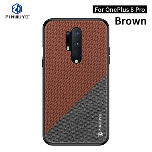 For Oneplus 8 Pro PINWUYO Rong Series  Shockproof PC + TPU+ Chemical Fiber Cloth Protective Cover(Brown) - OnePlus Cases by PINWUYO | Online Shopping UK | buy2fix