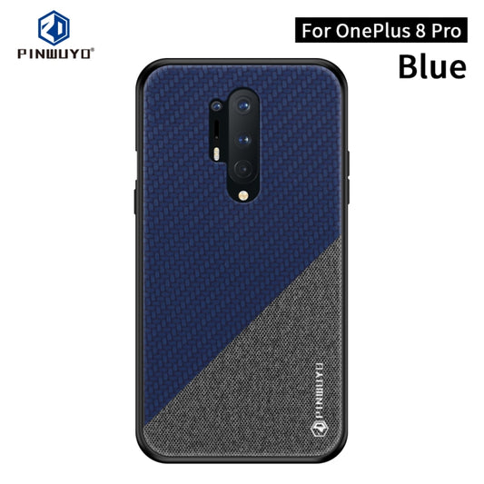 For Oneplus 8 Pro PINWUYO Rong Series  Shockproof PC + TPU+ Chemical Fiber Cloth Protective Cover(Blue) - OnePlus Cases by PINWUYO | Online Shopping UK | buy2fix