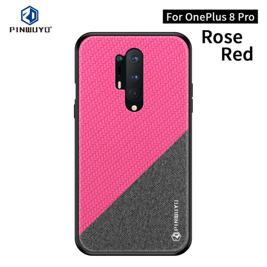 For Oneplus 8 Pro PINWUYO Rong Series  Shockproof PC + TPU+ Chemical Fiber Cloth Protective Cover(Red) - OnePlus Cases by PINWUYO | Online Shopping UK | buy2fix