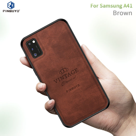 For Galaxy A41 PINWUYO Zun Series PC + TPU + Skin Waterproof And Anti-fall All-inclusive Protective Shell(Brown) - Galaxy Phone Cases by PINWUYO | Online Shopping UK | buy2fix