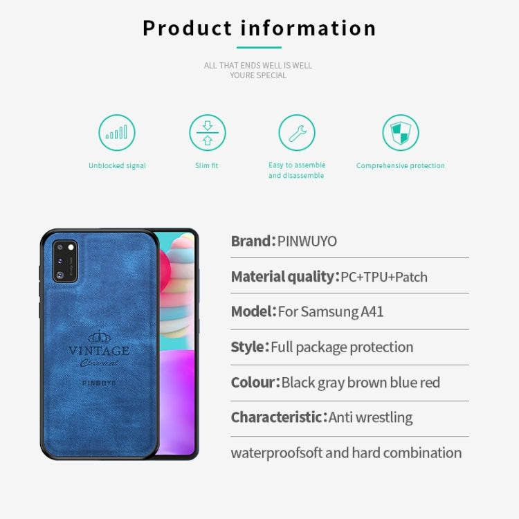 For Galaxy A41 PINWUYO Zun Series PC + TPU + Skin Waterproof And Anti-fall All-inclusive Protective Shell(Gray) - Galaxy Phone Cases by PINWUYO | Online Shopping UK | buy2fix