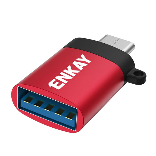 ENKAY ENK-AT101 Aluminium Alloy USB-C / Type-C to USB 3.0 OTG Data Adapter Converter(Red) - OTG Adapter by ENKAY | Online Shopping UK | buy2fix