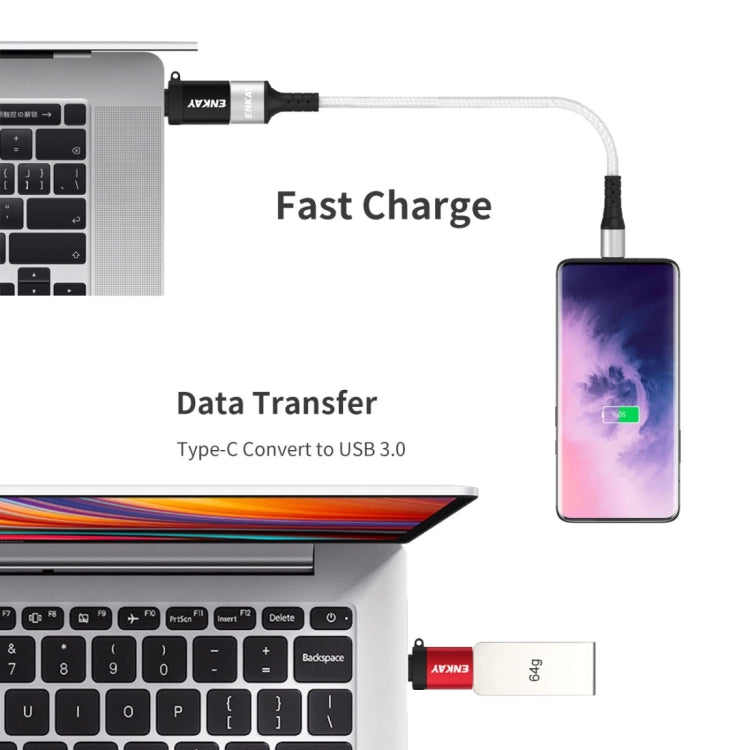 ENKAY ENK-AT101 Aluminium Alloy USB-C / Type-C to USB 3.0 OTG Data Adapter Converter(Black) - OTG Adapter by ENKAY | Online Shopping UK | buy2fix