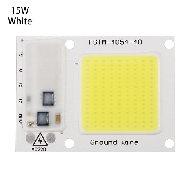 High Power 220V LED FloodlightCool/Warm White COB LED Chip IP65 Smart IC Driver Lamp(15W white) by buy2fix