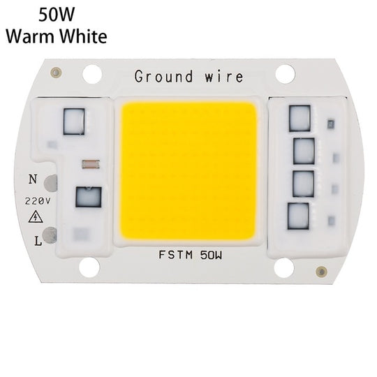 High Power 220V LED FloodlightCool/Warm White COB LED Chip IP65 Smart IC Driver Lamp(50W warm white)