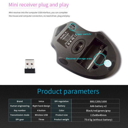 iMICE 2.4GHz 2000DPI Adjustable USB 3.0 Receiver Optical Computer Mouse - Wireless Mice by iMICE | Online Shopping UK | buy2fix