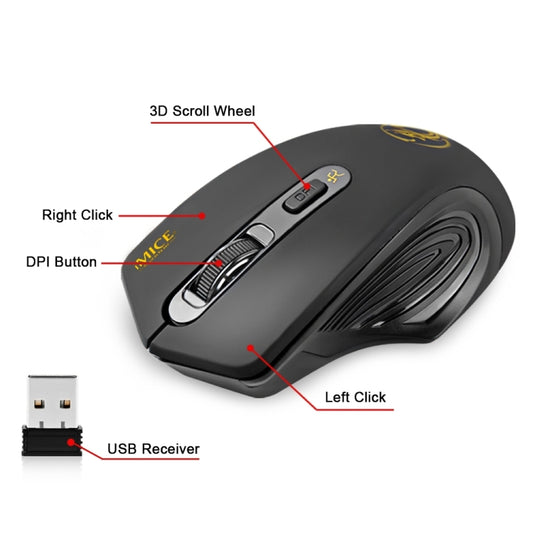 iMICE 2.4GHz 2000DPI Adjustable USB 3.0 Receiver Optical Computer Mouse - Wireless Mice by iMICE | Online Shopping UK | buy2fix