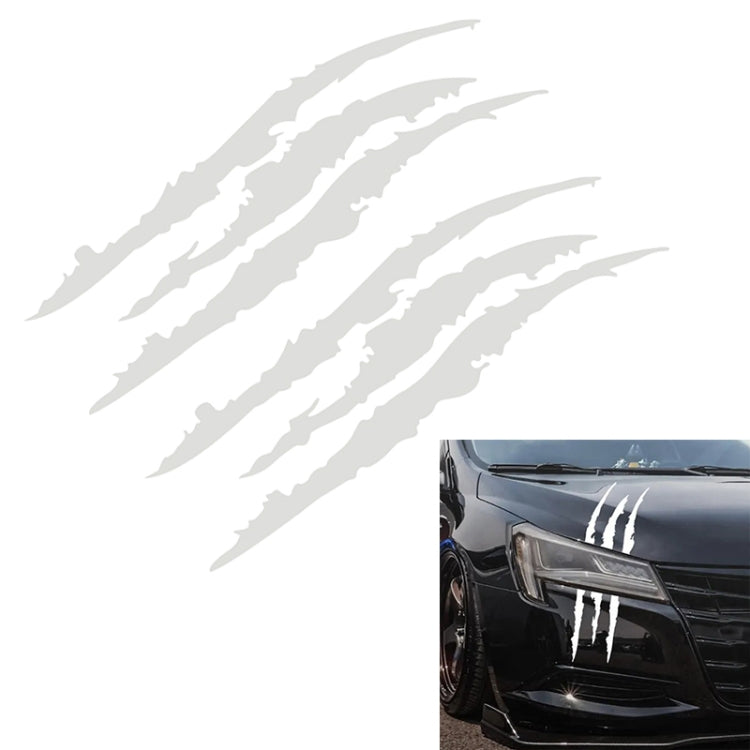 2 PCS Reflective Car Sticker Monster Scratch Stripe Claw Marks Car Auto Headlight Decoration Vinyl Decal Car Stickers, Size:40X12cm (White) by buy2fix