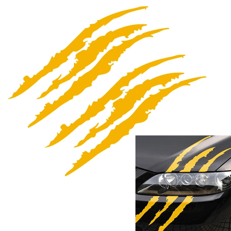 2 PCS Reflective Car Sticker Monster Scratch Stripe Claw Marks Car Auto Headlight Decoration Vinyl Decal Car Stickers, Size:40X12cm (Yellow) by buy2fix