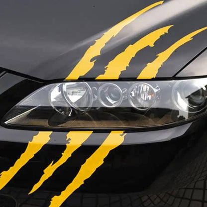 2 PCS Reflective Car Sticker Monster Scratch Stripe Claw Marks Car Auto Headlight Decoration Vinyl Decal Car Stickers, Size:40X12cm (Yellow) by buy2fix