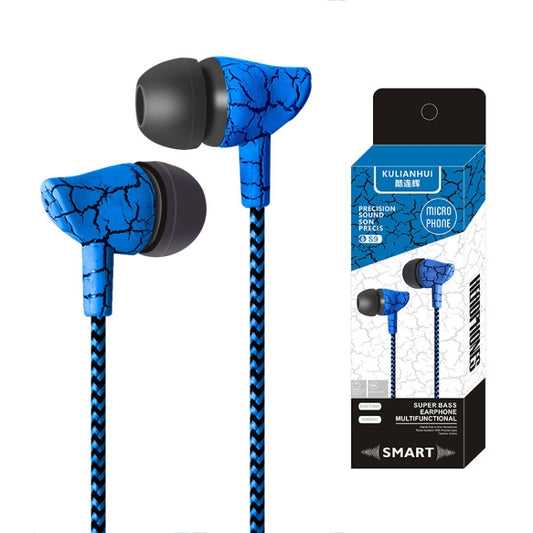 3.5mm Jack Crack Earphone Wired Headset Super Bass Sound Headphone Earbud with Mic for Mobile Phone Samsung Xiaomi MP3 4(Blue) by buy2fix