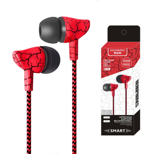 3.5mm Jack Crack Earphone Wired Headset Super Bass Sound Headphone Earbud with Mic for Mobile Phone Samsung Xiaomi MP3 4(Red) by buy2fix
