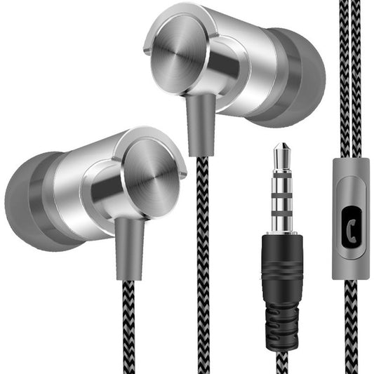 Metal Wired Earphone Super Bass Sound Headphones In-Ear Sport Headset with Mic for Xiaomi Samsung Huawei(Gray) - In Ear Wired Earphone by buy2fix | Online Shopping UK | buy2fix