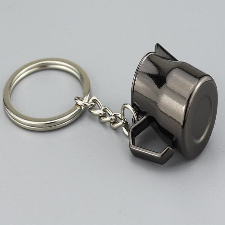 Creative Coffee Appliance Keychain Metal 3D Mini Coffee Pot Pendant, Color:Coffee Pot Black by buy2fix