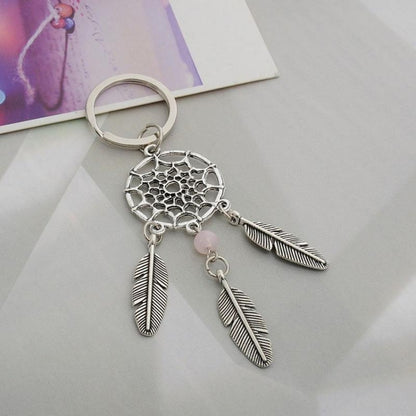 2 PCS Fashion Simple Dream Catcher Series Beads Keychain(Pink) by buy2fix