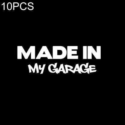10 PCS MADE IN MY GARAGE Car Styling Stickers Decal Car Body Cool Covers, Size:17.8x5.9cm by buy2fix