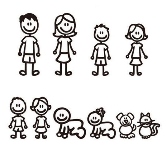 10 PCS Family Member Pattern Vinyl Decorative Auto Decal Cartoon Car Sticker (Black) by buy2fix