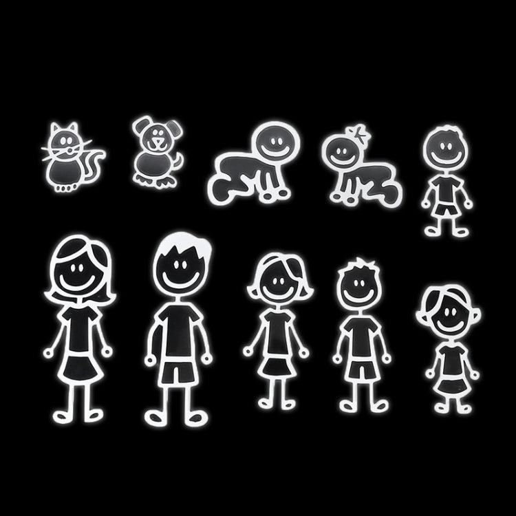 10 PCS Family Member Pattern Vinyl Decorative Reflective Auto Decal Cartoon Car Sticker (White) by buy2fix