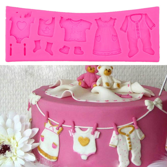 2 PCS Baking Mold Baby Shoes Fondant Cake Mold Kid Clothes Silicone DIY Chocolate West Point Mold - Food Molds by buy2fix | Online Shopping UK | buy2fix