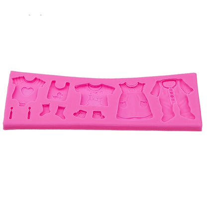 2 PCS Baking Mold Baby Shoes Fondant Cake Mold Kid Clothes Silicone DIY Chocolate West Point Mold - Food Molds by buy2fix | Online Shopping UK | buy2fix