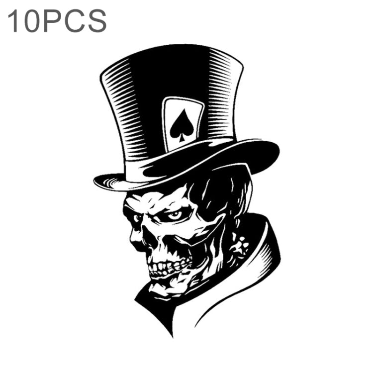 10 PCS Joker Skeleton Skull Playing Cards Poker Monster Hat Shape Vinyl Car Sticker, Size: 11.3x17.6cm (Black) - Decorative Sticker by buy2fix | Online Shopping UK | buy2fix
