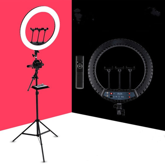 HQ-21N 21 inch 52.5cm LED Ring Vlogging Photography Video Lights Kits with Remote Control & Phone Clamp & 2.1m Tripod Mount, EU Plug - Ring Light by buy2fix | Online Shopping UK | buy2fix