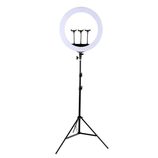 HQ-21N 21 inch 52.5cm LED Ring Vlogging Photography Video Lights Kits with Remote Control & Phone Clamp & 2.1m Tripod Mount, EU Plug - Ring Light by buy2fix | Online Shopping UK | buy2fix