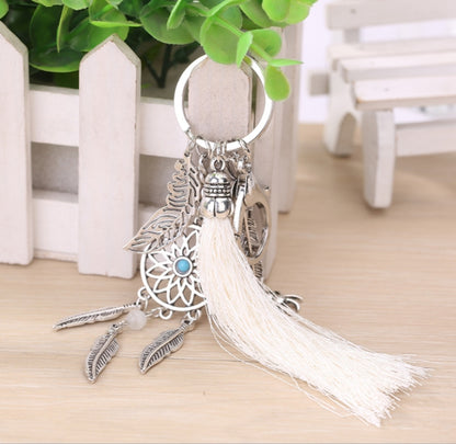 2 PCS Simple Fashion Wool Tassel Dream Catching Keychain(Beige) by buy2fix