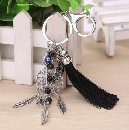 2 PCS Simple Fashion Wool Tassel Dream Catching Keychain(Black) by buy2fix