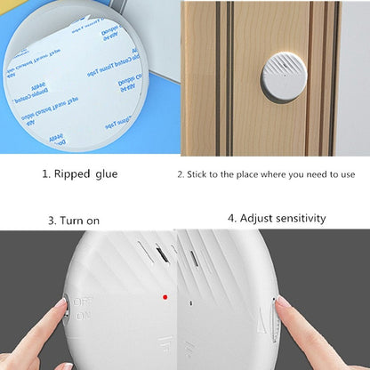 C100 125dB Vibration Sensor Alarm Door and Window Alarm Home Personal Anti-theft Alarm(White) - Door Window Alarm by buy2fix | Online Shopping UK | buy2fix