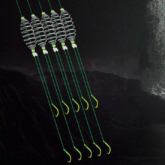 5 in 1 Stranded Double Hook Anti-winding Silver Carp Fishing Group Spring Fishing Hook, Specification:13(Fluorescent Hook) - Fishing Hooks by buy2fix | Online Shopping UK | buy2fix