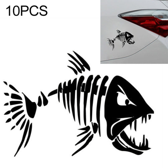 10 pièces YOJA Mad Fish drôle décalcomanie voiture fenêtre décoration vinyle autocollants moto accessoires, taille: 11x7 cm (noir)