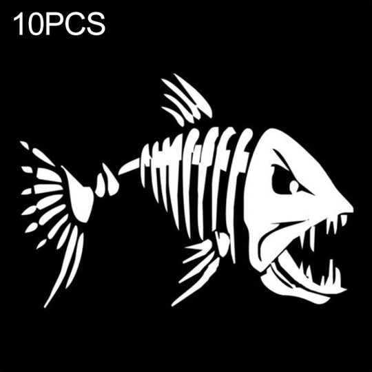 10 pièces YOJA Mad Fish drôle décalcomanie voiture fenêtre décoration vinyle autocollants moto accessoires, taille: 11x7 cm (argent)