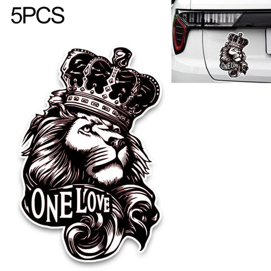 5 PCS YJZT One Love Lion Crown PVC Animal Car Sticker, Size: 10x15.3cm by buy2fix