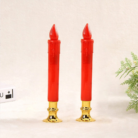 2 PCS Artificial Long Candle Light Plastic Electronic Candle(Red Shell Red Light) - Candles & Candle Holders by buy2fix | Online Shopping UK | buy2fix