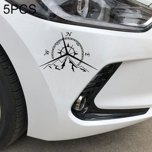 5 PCS NSWE Fashion Mountains Compass Rose Decal Nautical Compass Navigate Car Sticker, Size: 13.7x9.4cm(Black) by buy2fix